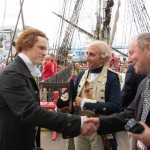 Lafayette accueille Thomas Jefferson à bord de l'Hermione le dimanche 28 Juin à Philadelphie !
Thomas Jefferson (le comédien Steven Edenbo), Lafayette (le comédien Ben Goldman) et le Comte Gilbert de Pusy Lafayette.
Reception donnée par les Florida Friends of Hermione Lafayette in 