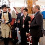Remise de la terre de Chavaniac presentée par 3 générations de Lafayette aux Florida Friends of Hermione Lafayette.
De gauche à droite:
Le Capitaine Yann Cariou, commandant la Frégate Hermione, Lafayette (Ben Goldman), Bruno Gravellier, superintendent de l'Hermione, Jim Clerkin, Président et CEO de Moët Hennessy USA, Alexandre et son père, le Comte Gilbert de Pusy Lafayette.
La terre sera ensuite remise à un musée historique très proche de l'histoire de Lafayette.
