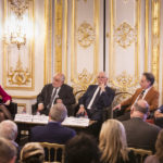 (de g. à d.) 
Ambassadeure Geneviève des Rivières, Présidente de l'Institut France-Amérique Latine - Caraïbes  
Son Excellence Monsieur Guillermo Dighiero, Ambassadeur de l'Uruguay en France, Thierry Girard, Directeur développement international de NGE Contracting  Jean-Jacques Kourliandsky,  Chercheur Amérique centrale et Amérique latine à l’ IRIS - Institut de relations internationales et stratégiques et Directeur de l’Observatoire de l’Amérique latine,  Fondation Jean Jaurès
et Claude Hennion, Président et Directeur général de Oncodiag